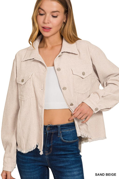 Britt Distressed Corduroy Cropped Jacket