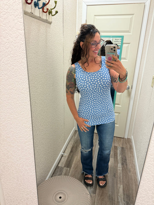 Itsy Bitsy Floral Ribbed Tank Top