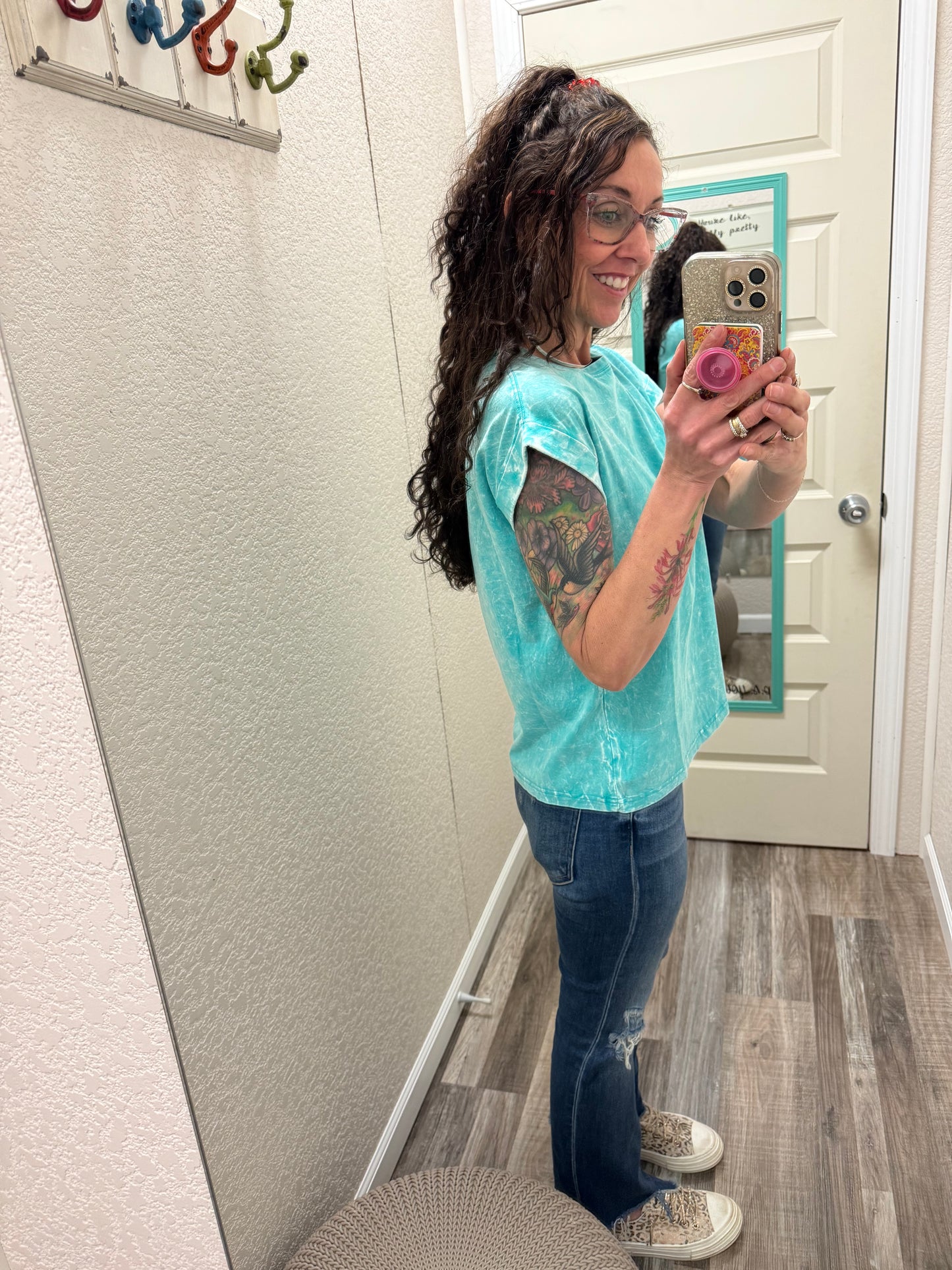 Harper Acid Wash Cuffed Tee
