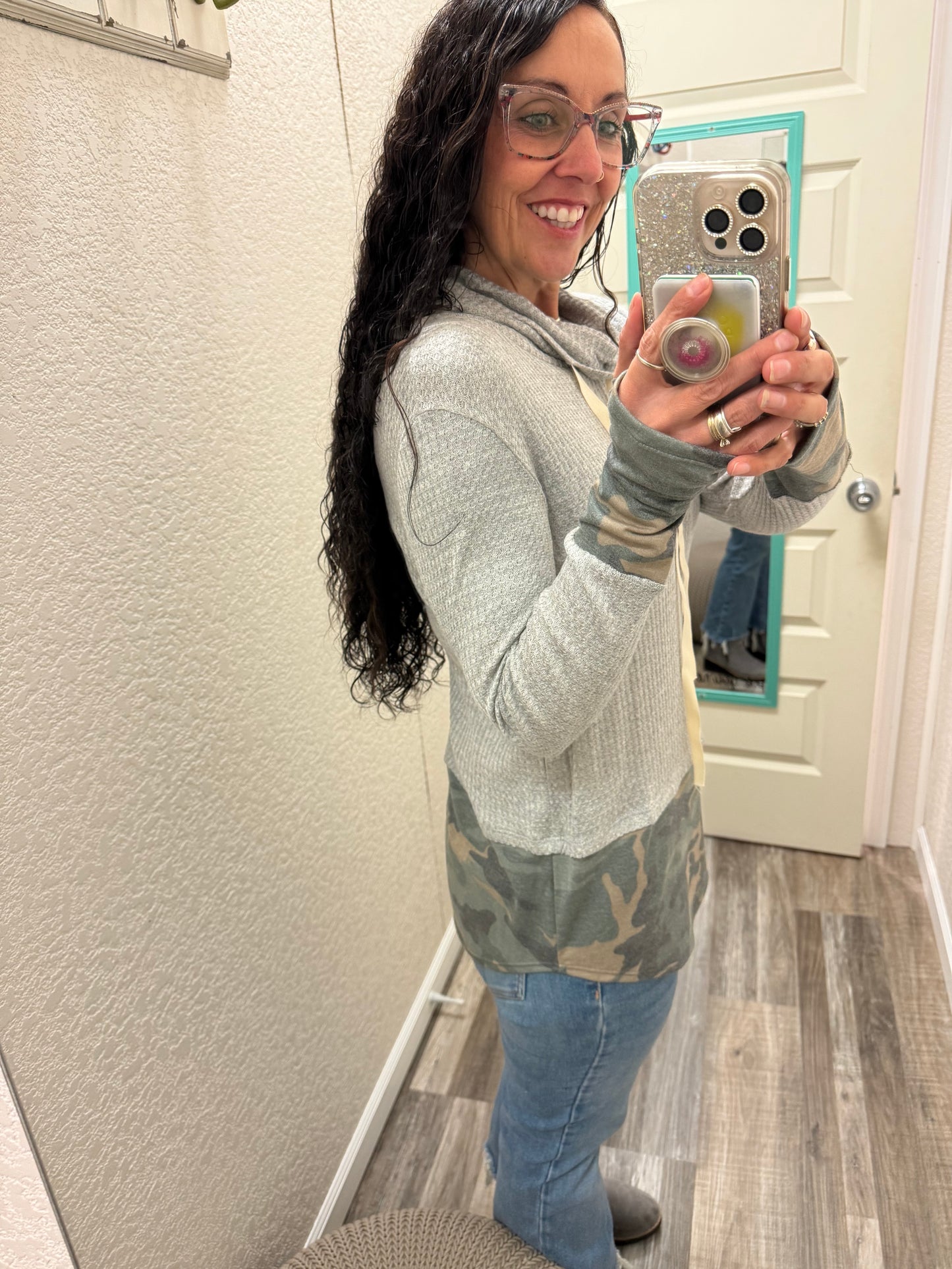 Kammy Camo COWL NECK Top With Thumbholes