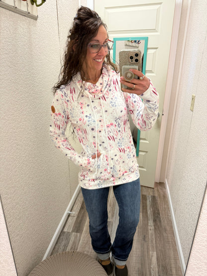 Wildflower Garden Soft Funnel Neck Pullover By Michelle Mae