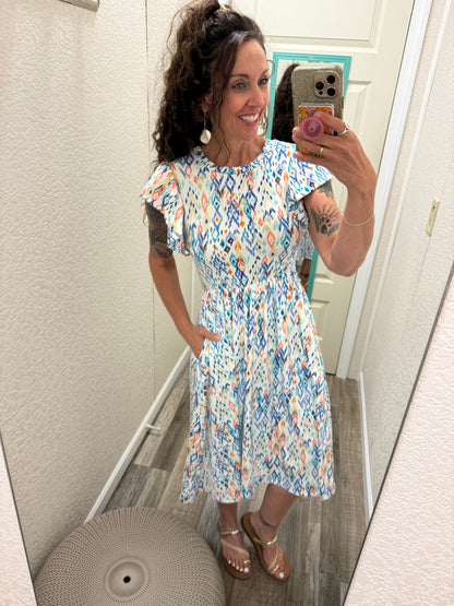 Lucia Ruffle Sleeve Dress
