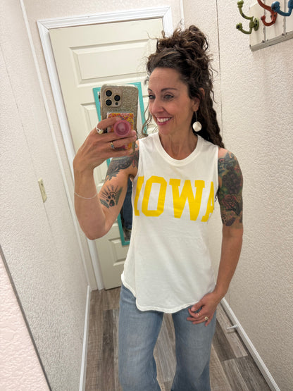 IOWA MINERAL GRAPHIC TANK TOP: White