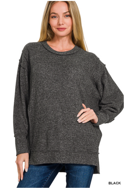 Emmy Lou - Black - Oversized Hacci Sweater Top