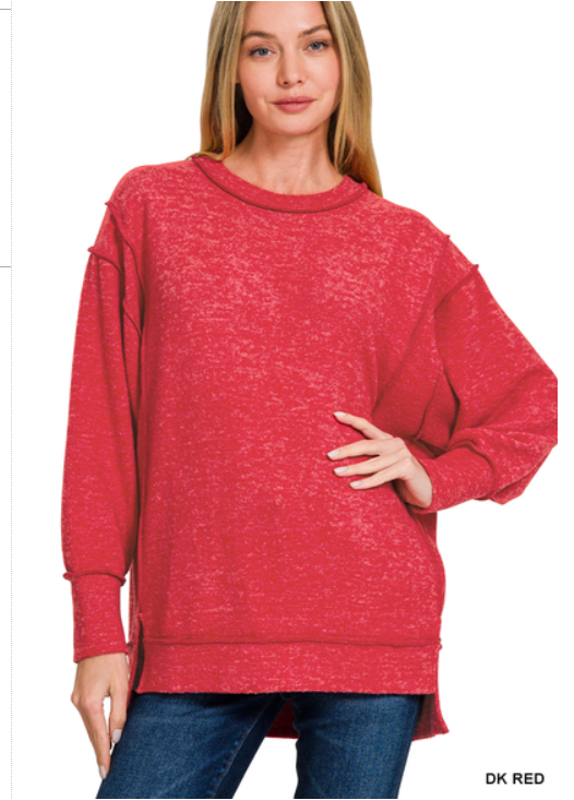 Emmy Lou - Dark Red - Oversized Hacci Sweater Top