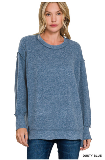 Emmy Lou - Dusty Blue - Oversized Hacci Sweater Top