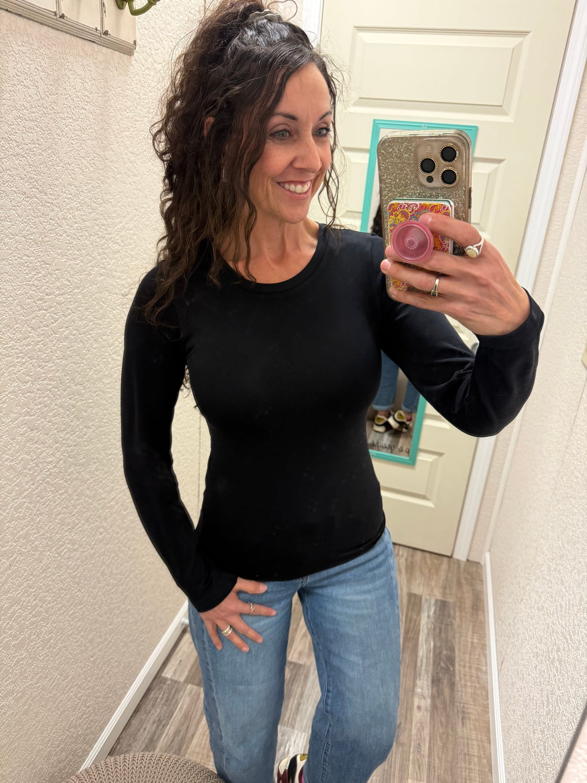 Plus Size Second Skin Seamless Round Neck Long Sleeve Top