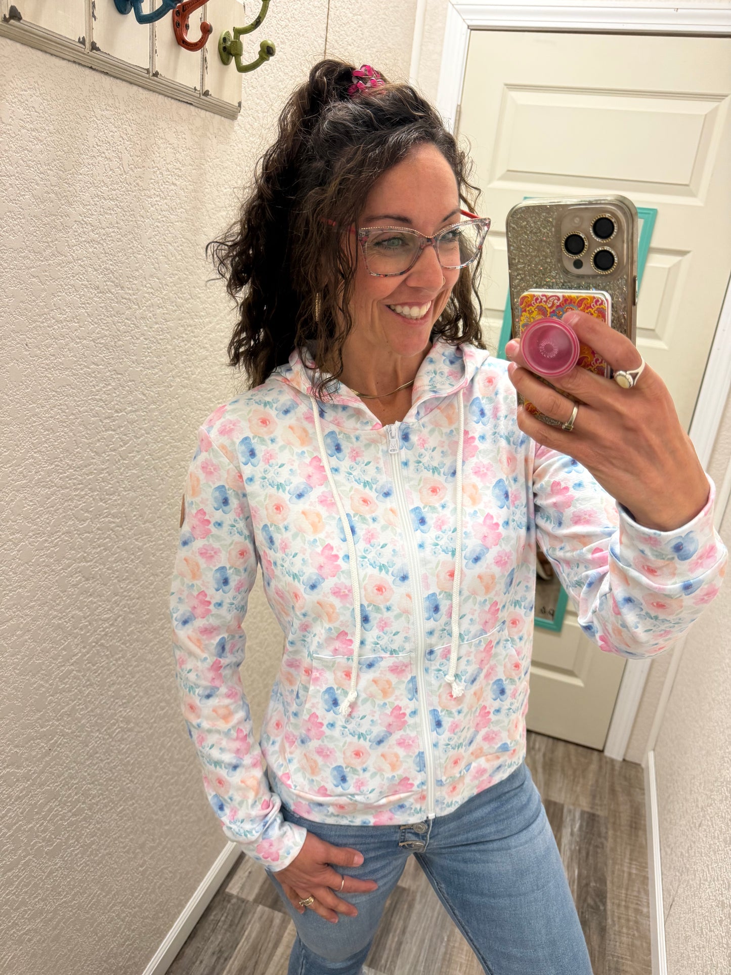 Fullzip Hoodie - watercolor floral