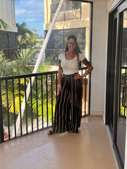 Key Largo Black High Waisted SLIT FRONT WIDE LEG PANTS: BLACK