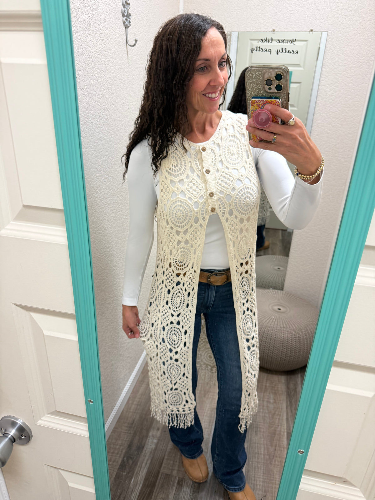 Nashville CROCHET VEST WITH BUTTONS