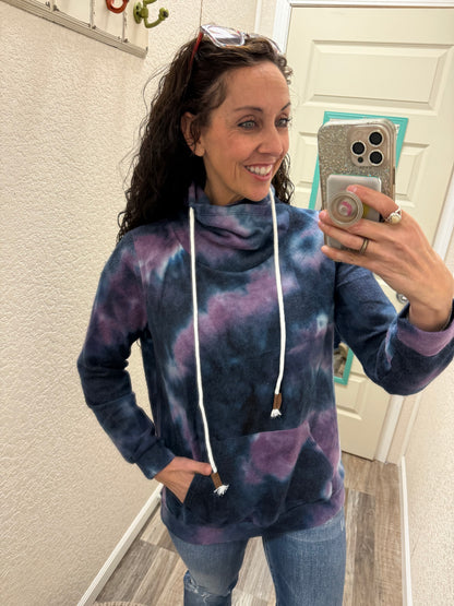 Sky Tie Dye Cowl Neck Sweatshirt