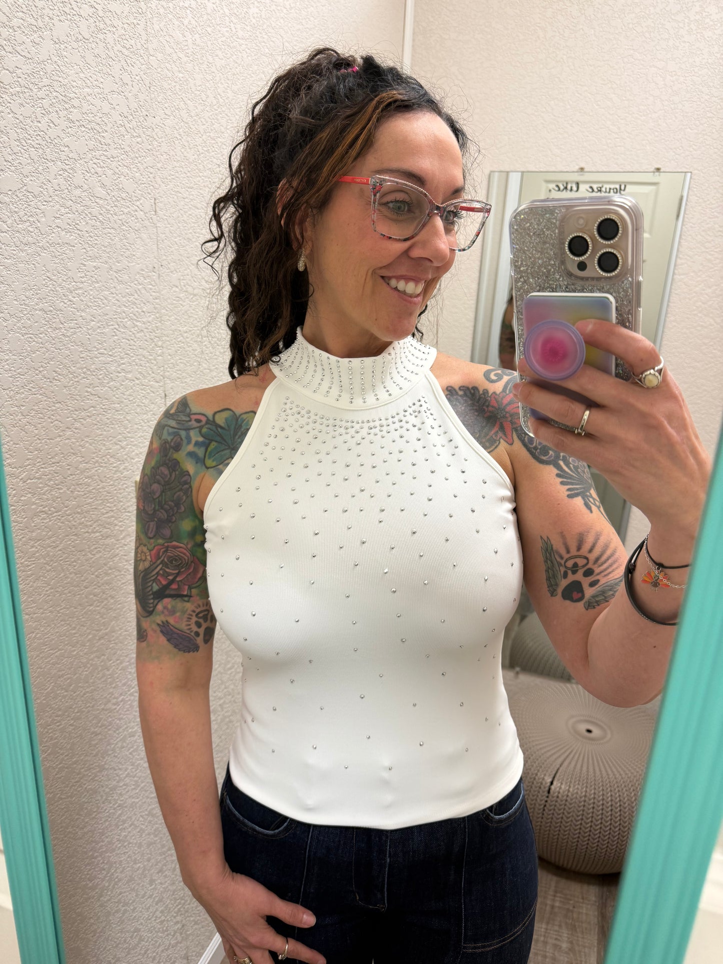 Melinda Bling Halter Tank Tops literally