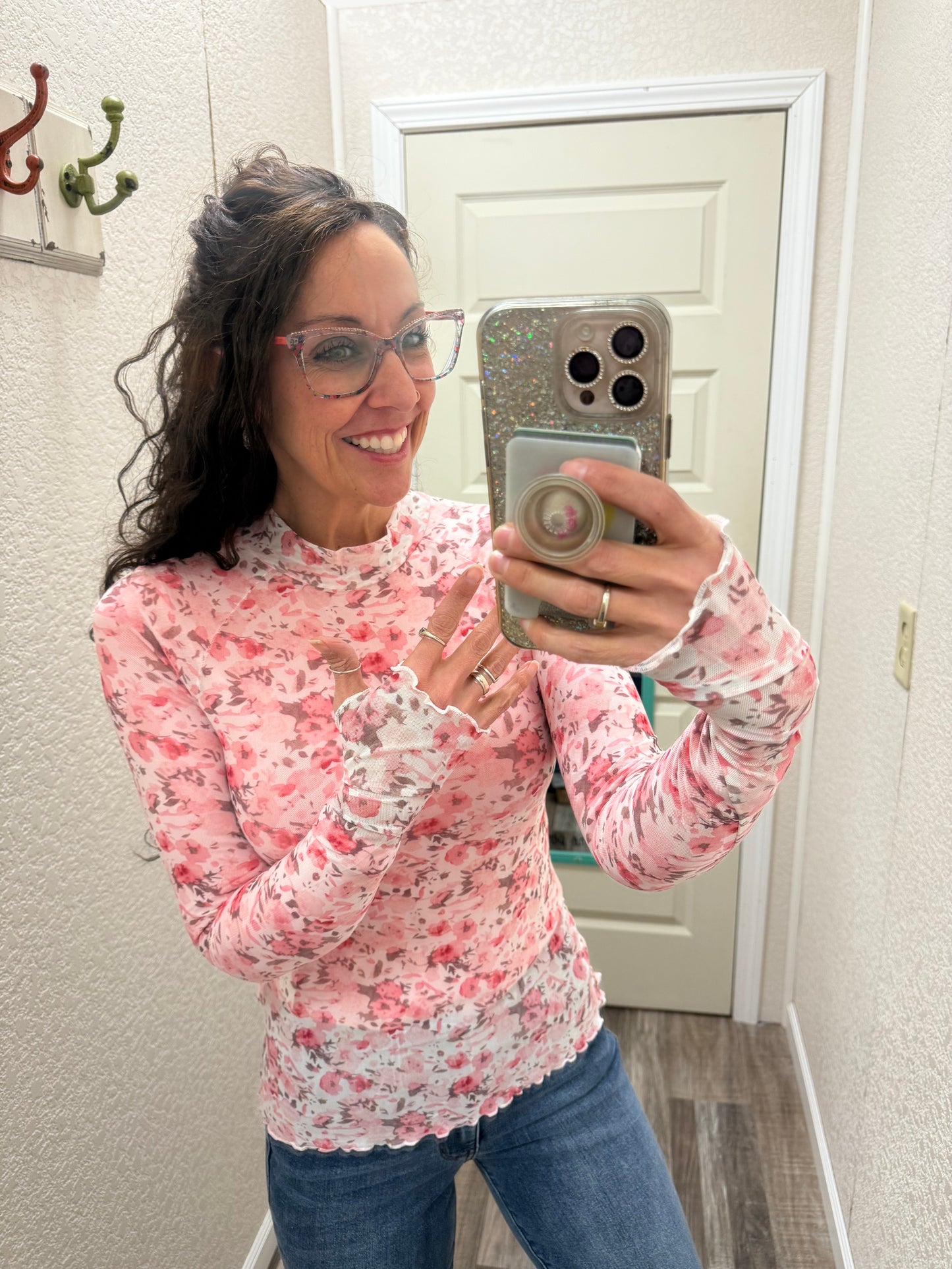 Charming Mesh Top With Thumbholes