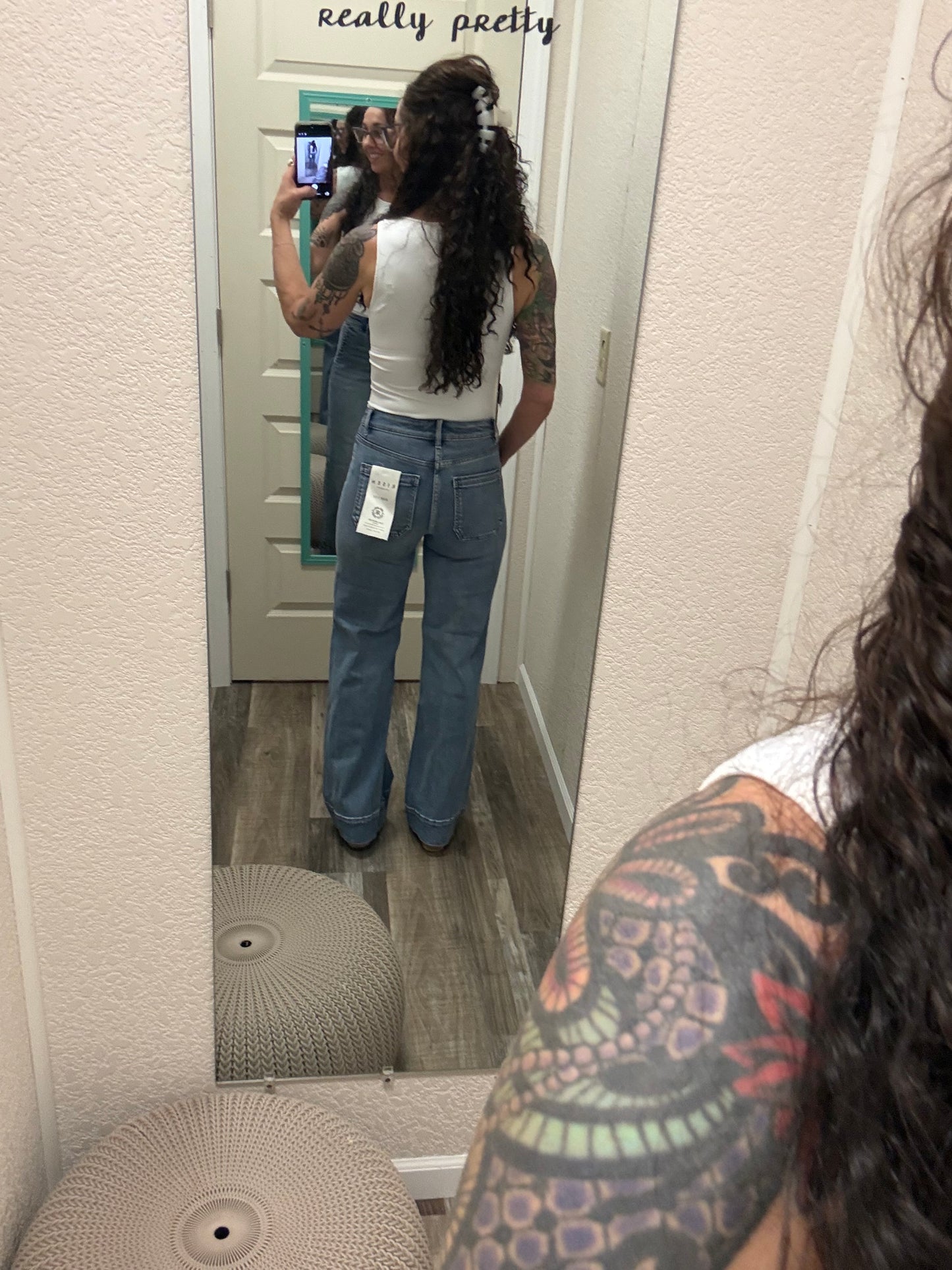 Darla Hi Rise Tummy Control Wide Flare With Wide Hem Risen Jeans