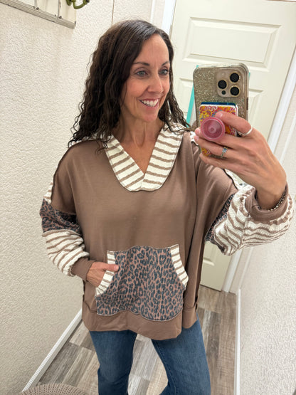 Lucky Leopard Print Hoodie with Kangaroo Pocket