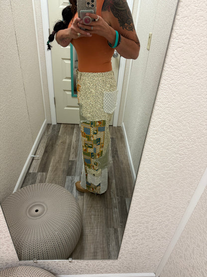 StarFlower Patchwork Wide Leg Pants