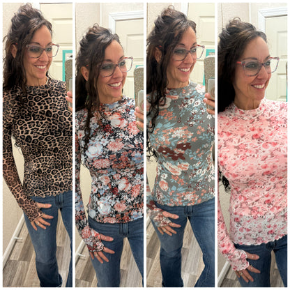 Charming Mesh Top With Thumbholes