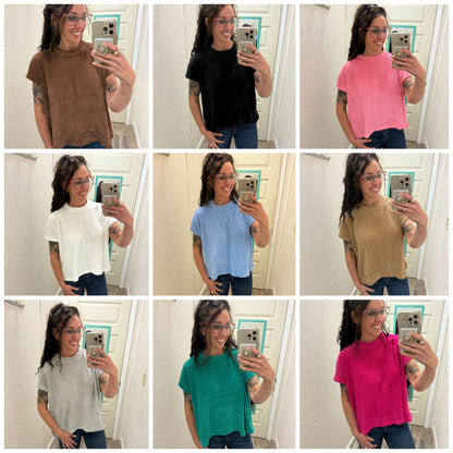 Sally Chenille Waffle Knit Cap Sleeve Top