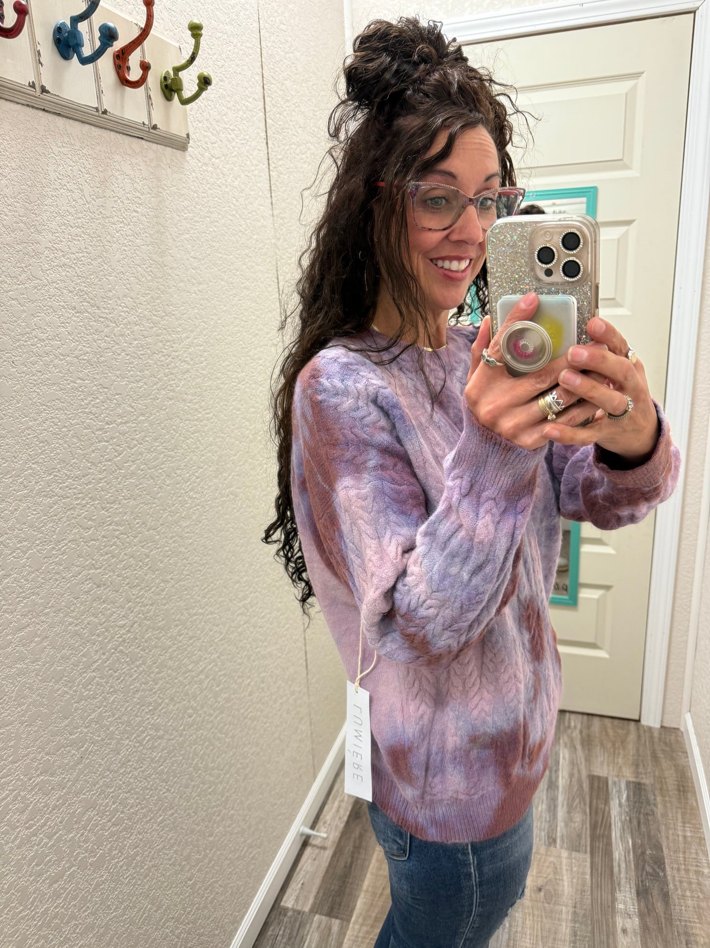 Plum Smoke Dyed Cable Knit Sweater