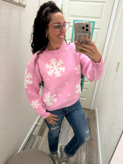 Pink Snowflakes Sweater