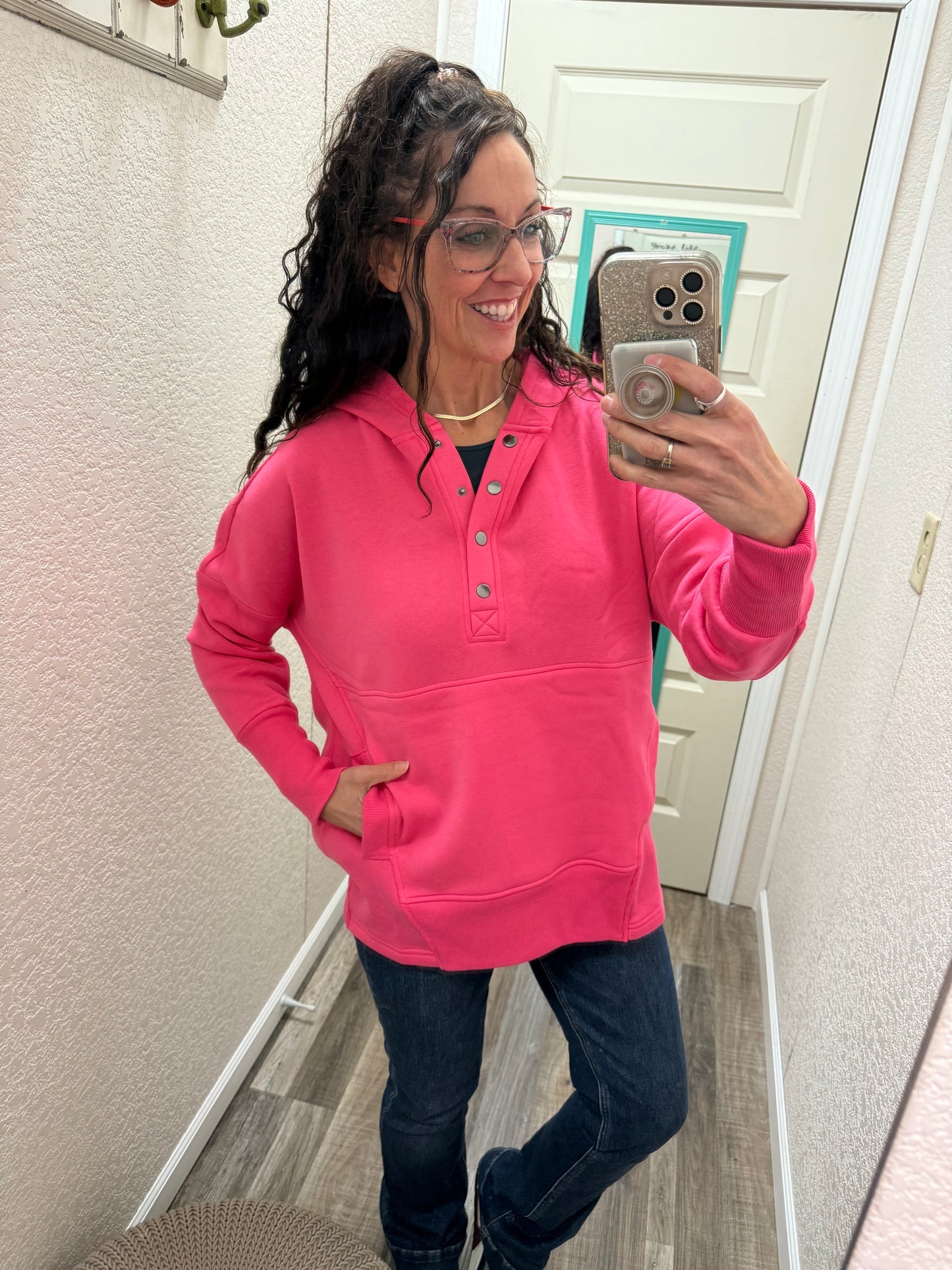 Addie Snap Front Fleece Hoodie