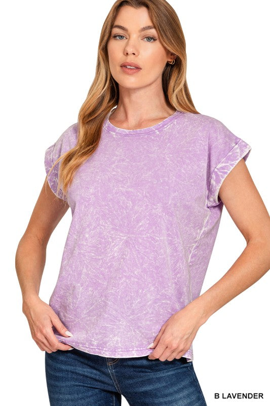 Harper Acid Wash Cuffed Tee