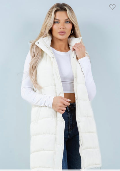 Vivi Ivory Long Puffer Vest