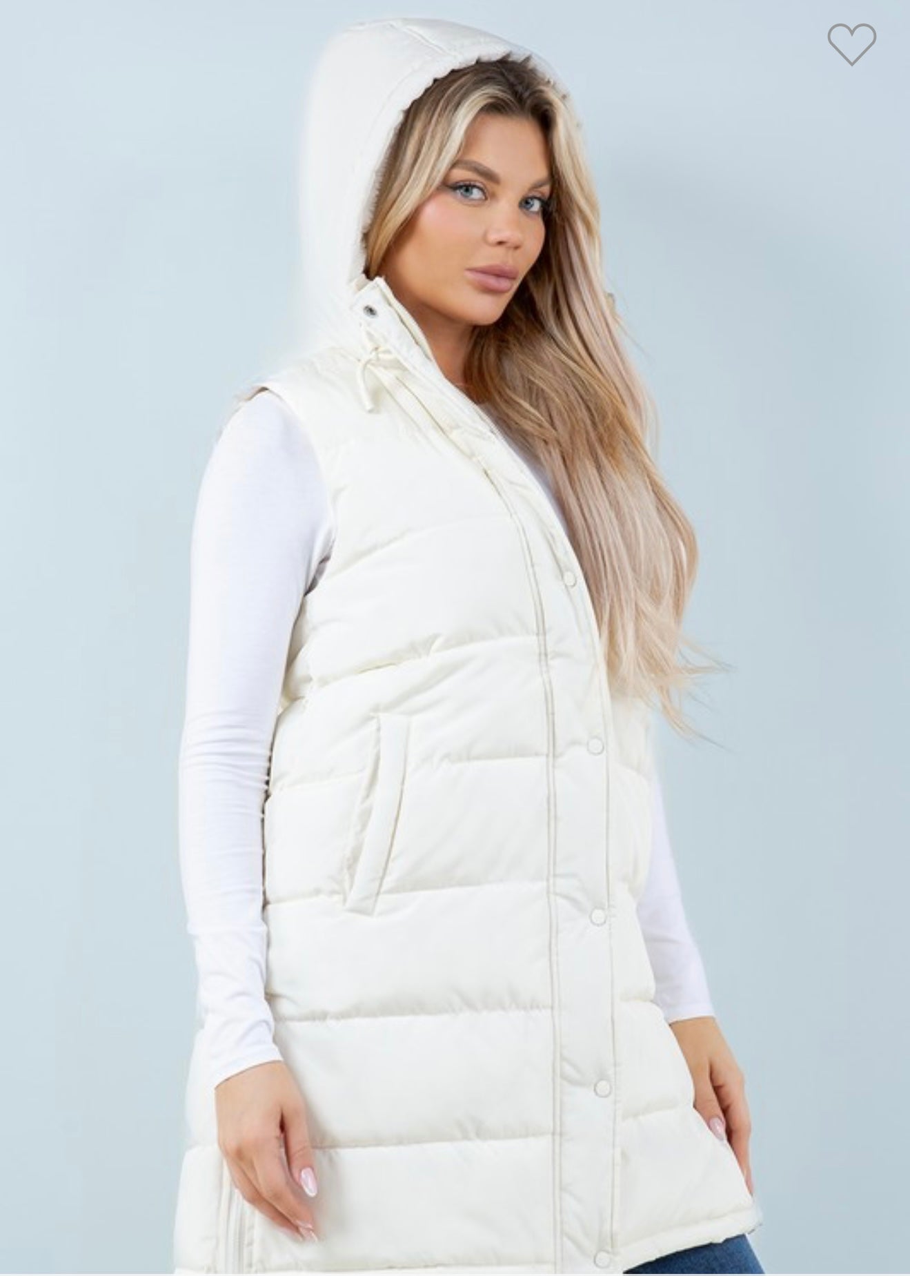 Vivi Ivory Long Puffer Vest