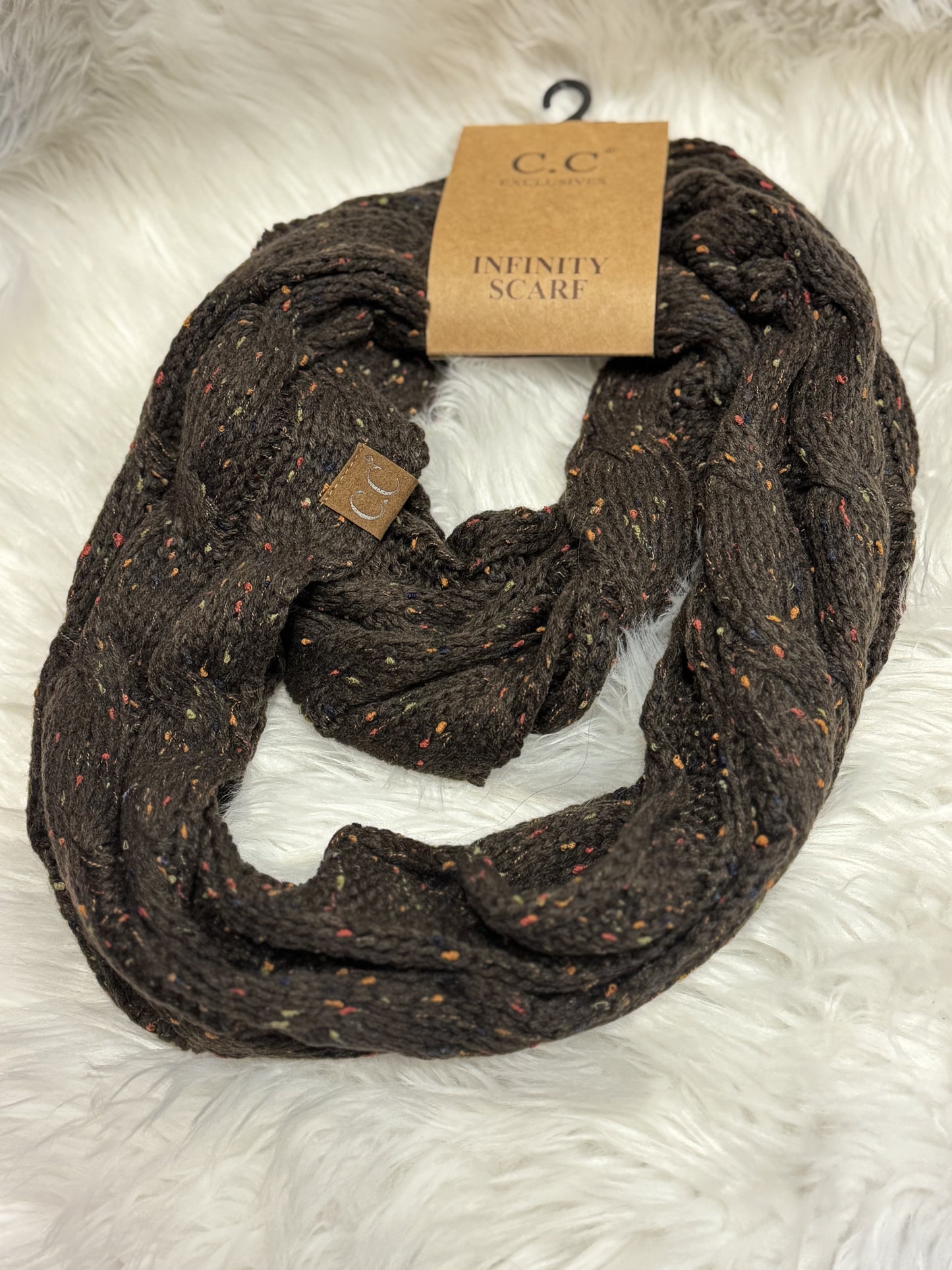 Brown infinity scarf