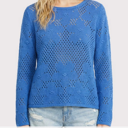 Summertime Blues flower crochet Top