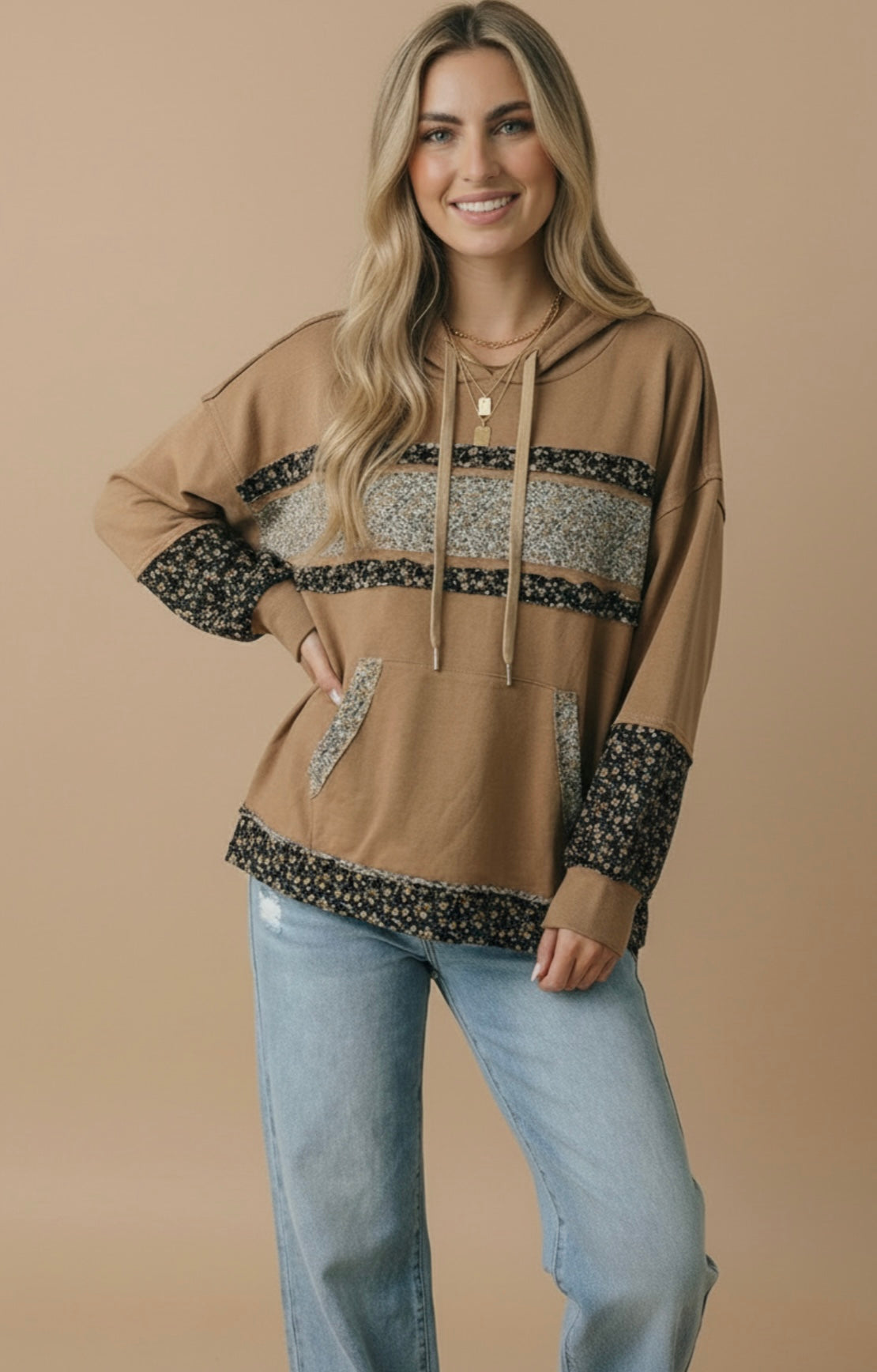 Black & Tan Flowers Hoodie