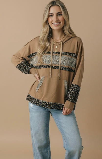 Black & Tan Flowers Hoodie