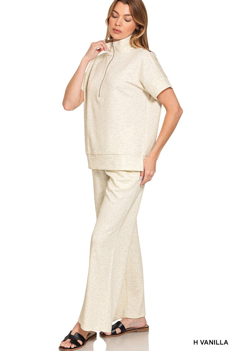 Sandie Scuba 1/2 Zip Short Sleeve Top