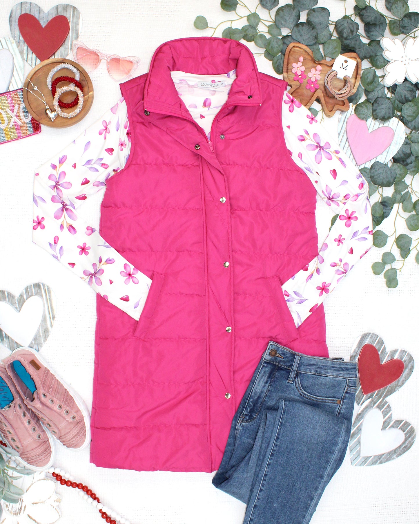 Harlow Long Vest - Magenta