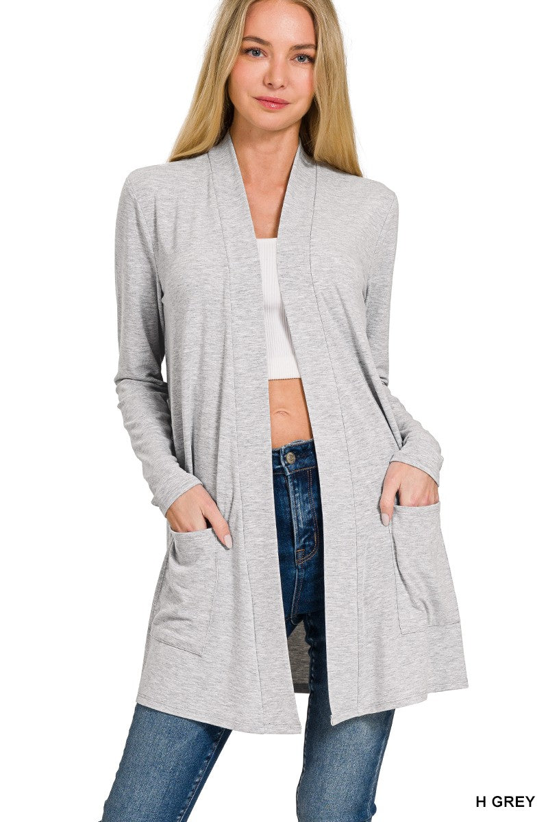 H Grey - Slouchy Open Front Cardigan