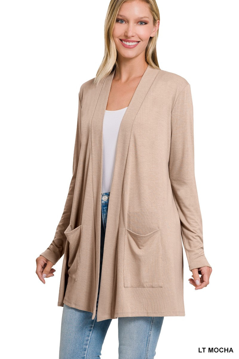 Lt Mocha - Slouchy Open Front Cardigan