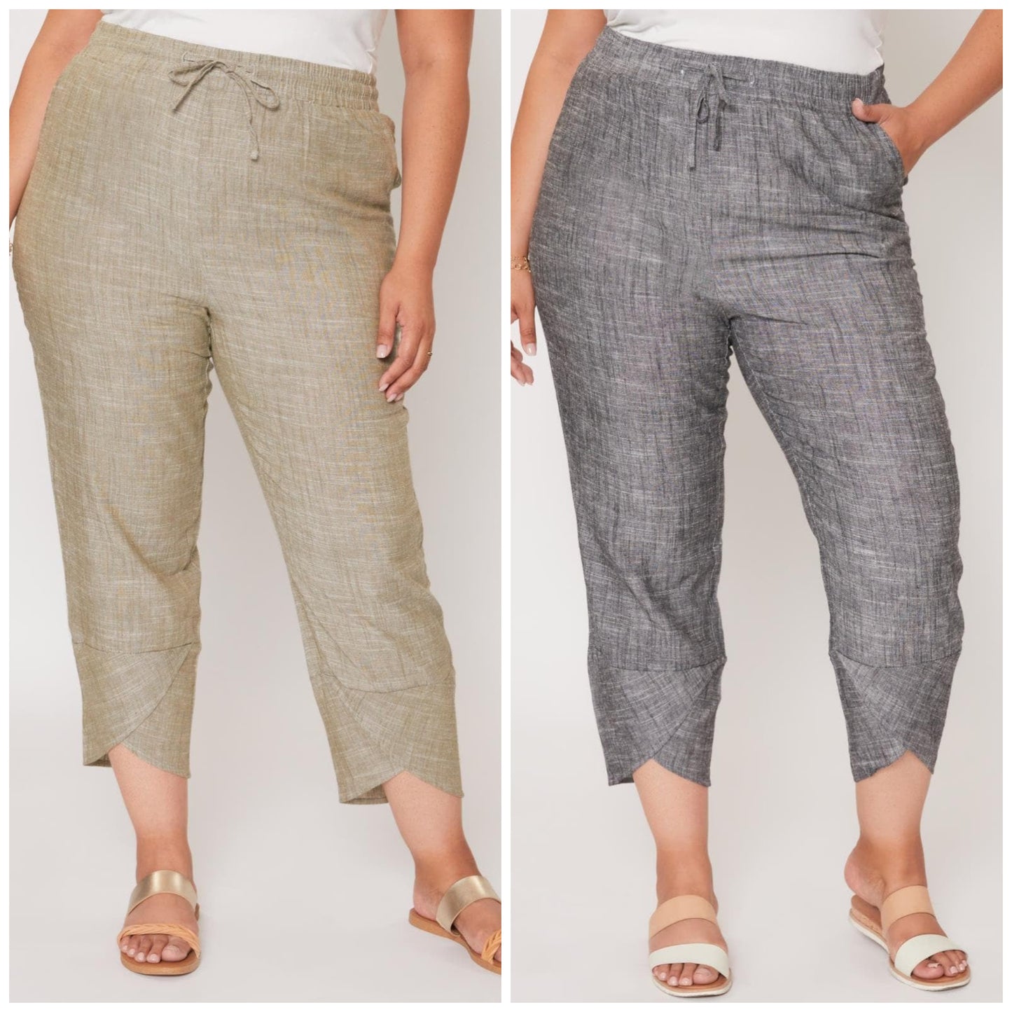 Truly Tulip Linen Tulip Hem crop length pants