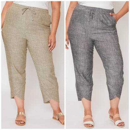 Truly Tulip Linen Tulip Hem crop length pants