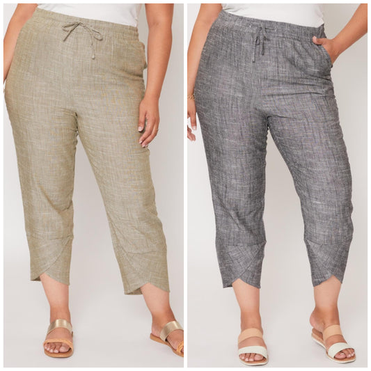 Truly Tulip Linen Tulip Hem crop length pants