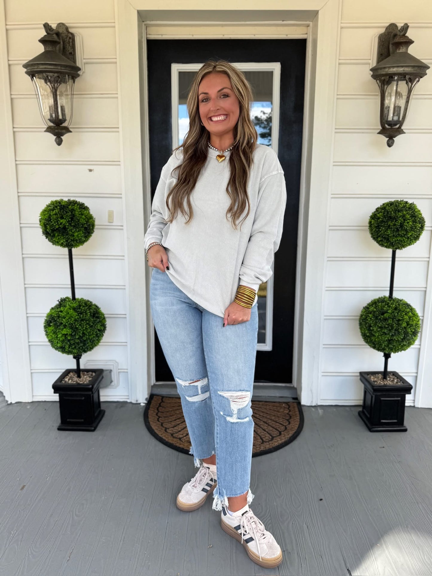 Silver Luxe Corded Crew