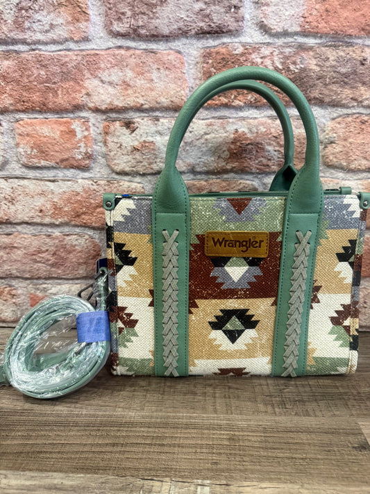 Wrangler Green Aztec Crossbody Tote Bag