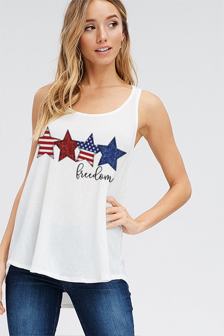 Let Freedom Ring Glitter Star Ivory Tank