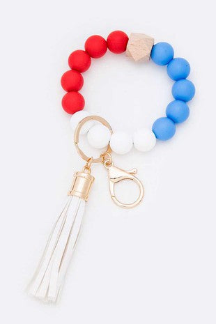Red white and blue bracelet keychain