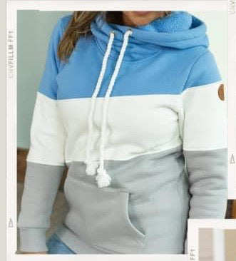 Game Day pullover Hoodie - blue/grey/white
