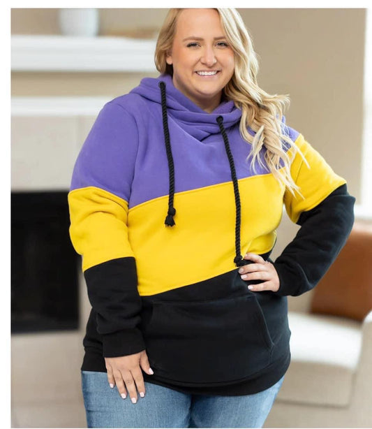 Game Day pullover Hoodie - purple/yellow/black