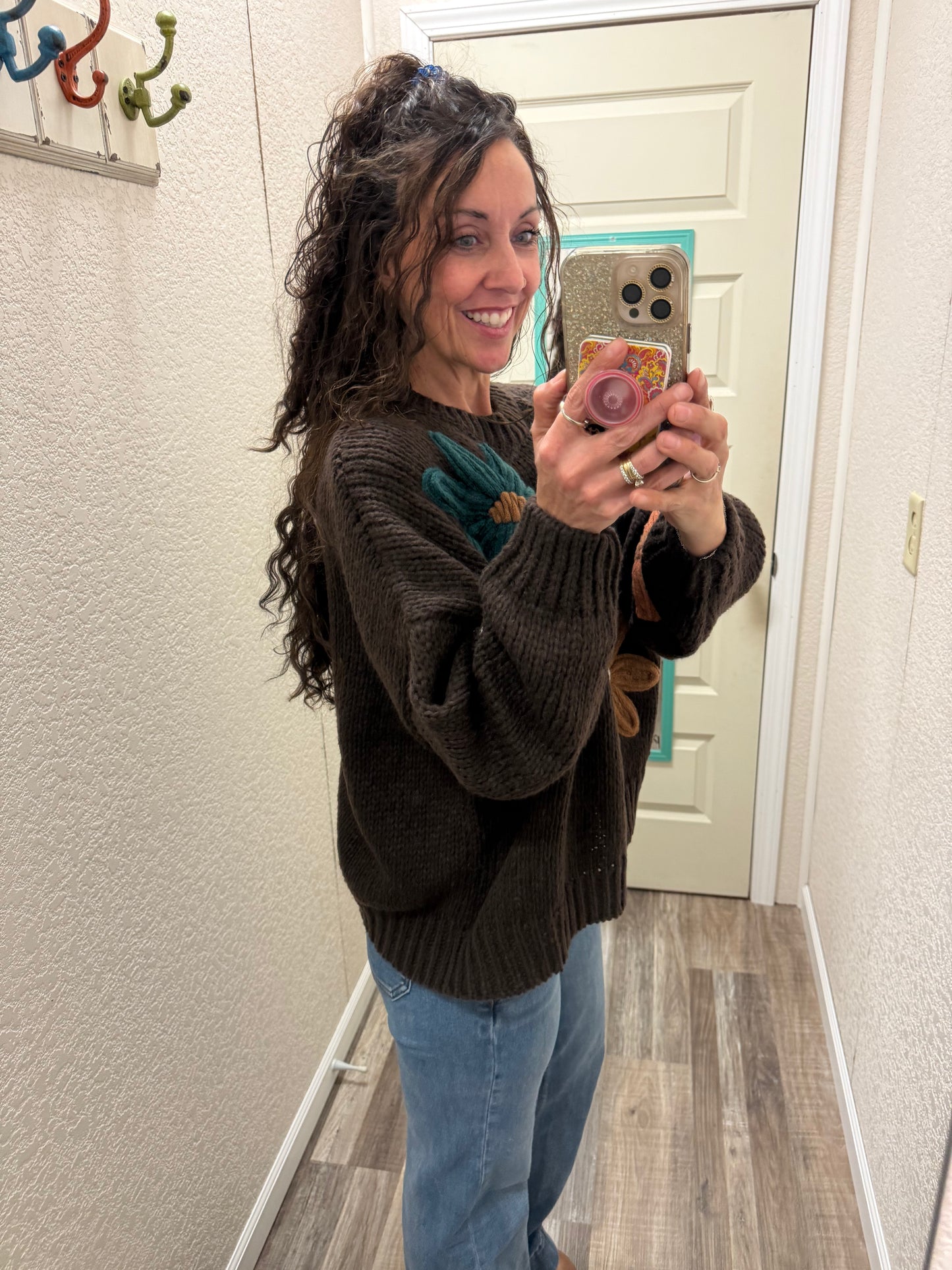 FLORAL POP KNIT SWEATER TOP