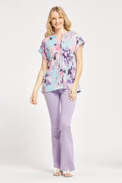 Lizzy - Mint Lavender Floral - Dolman Top