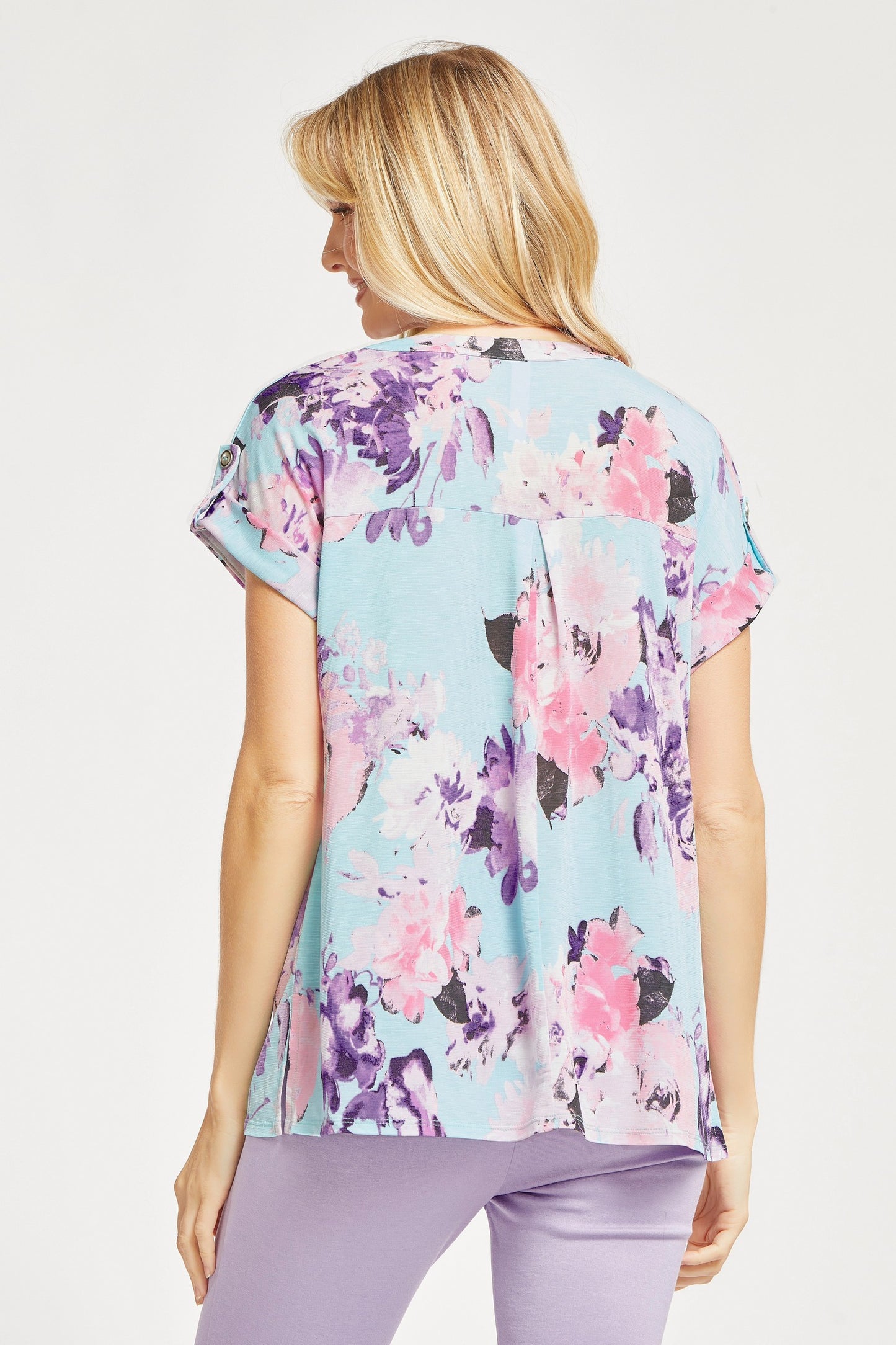 Lizzy - Mint Lavender Floral - Dolman Top