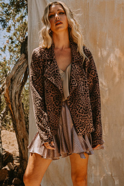 Ryder - Mauve Leopard - Suede Moto Jacket