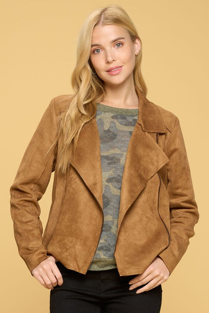 Ryder - Camel - Suede Moto Jacket